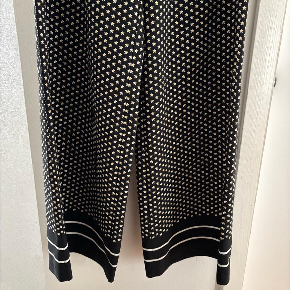 Ted Baker London Black and White Wide Leg Pants yellow and white flowers